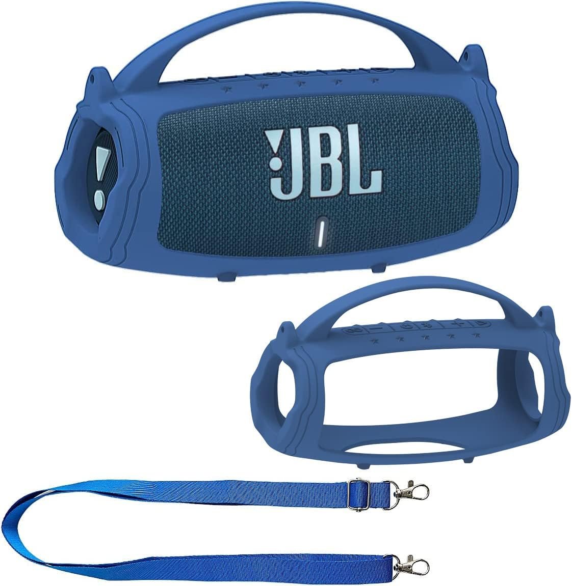 Silicone Cover Case for JBL Charge 5 Portable Bluetooth Speaker, Protective Skin Case for JBL Charge 5 Portable Bluetooth Speaker Accessories(Blue Case, NOT for Charge 5 Wi-Fi Version) - Image 2