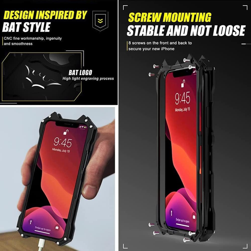 Cool Tough Metal Case for iPhone 13 (6.1 inch), Anti-Fall Shockproof Aluminum Alloy Bumper Protective Skin Scratchproof Frame Back Plate Cover Black - Image 7