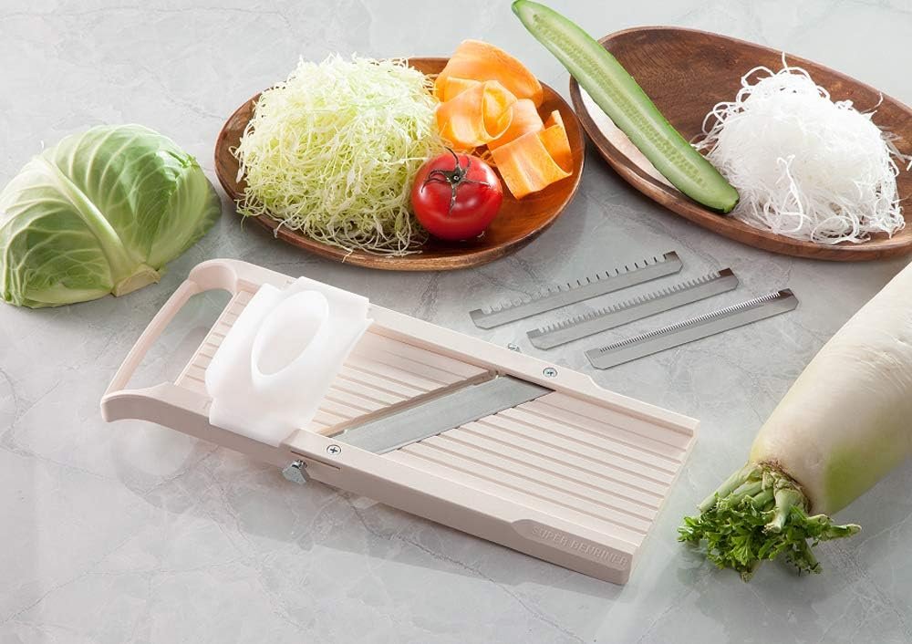 Benriner Super Standard Madoline Slicer, with with 4 Japanese Stainless Steel Blades, Almond - Image 11