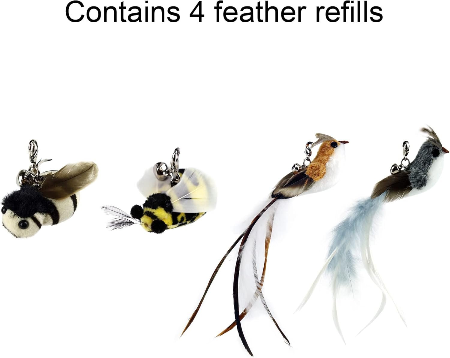 Interactive Bird and Insect Simulation Cat Toy Set with 10 Feather Refills, 29'' Flexible Steel Wire, Sturdy Wood Handle & Bell,Cat Wand Toys for Indoor Cat and Kitten. - Image 4