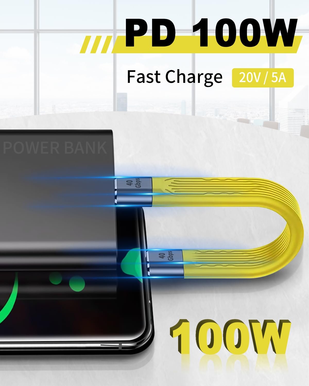 Duttek Short USB C Cable 5Inch, 40Gbps Short USB C to USB C Cable, USB C to USB C Male Cable Compatible with Thunderbolt 3 Support 100W PD Fast Charging, 8K@60HZ Video and Data Sync - Image 3