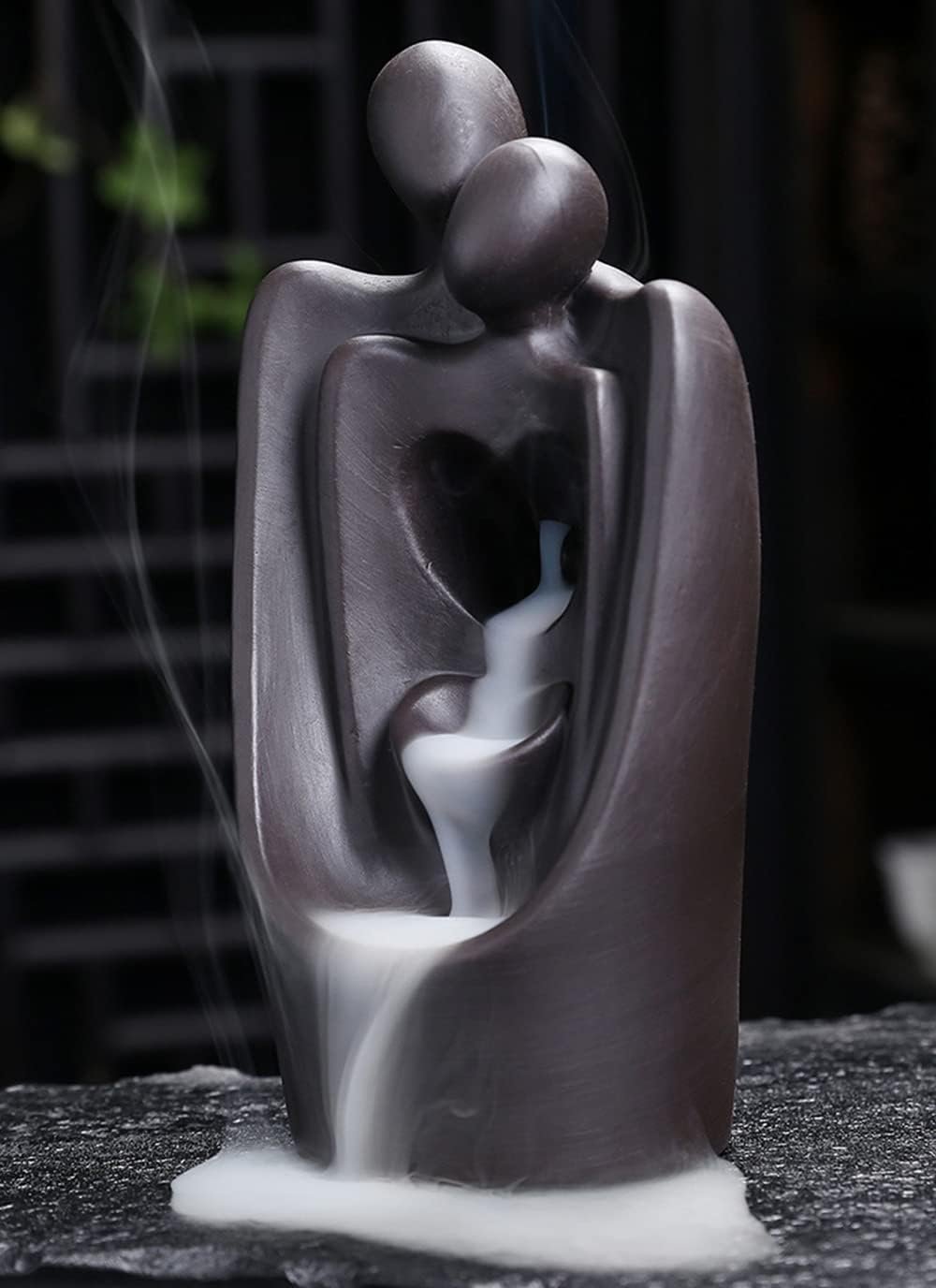 Heart to Heart Ceramic Backflow Incense Burner Statue, Love Couple Figurines, Valentines, Anniversary, Wedding Gifts for Wife or Husband - Image 3