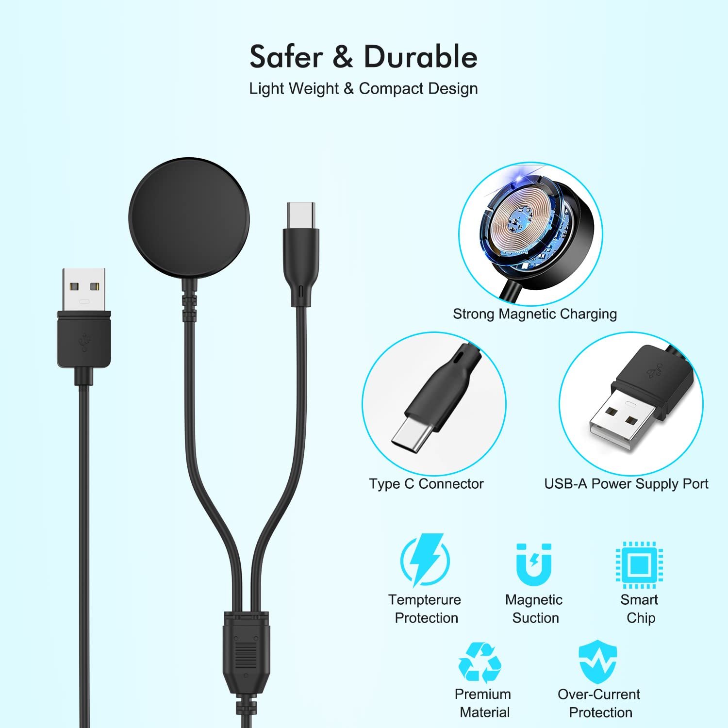 2 in 1 Samsung Watch Charger 6.6FT/2M Galaxy Watch Charger Cable with 18W USB A Fast Charger Power Adapter Plug for Samsung Galaxy Watch Ultra/7/FE/6/5/4,Galaxy S24/S23/S22,Fold 6/5,Flip 6/5,Buds,Tab - Image 6