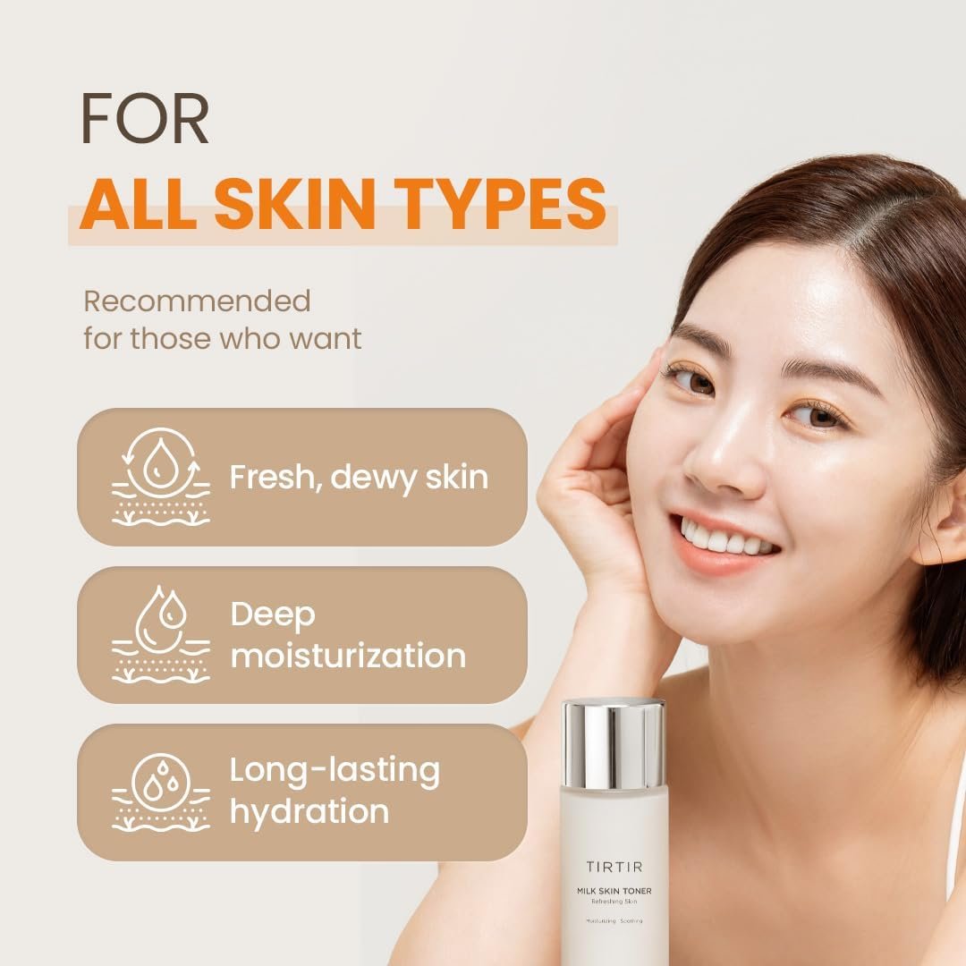 TIRTIR Milk Skin Rice Toner | Deep Moisturizing, Hydrating Toner for face, Niacinamide, Ceramide, Rice Bran Extract, Nature-Oriented Ingredients for Korean Skin Care, Vegan, 5.07 fl.oz. - Image 7