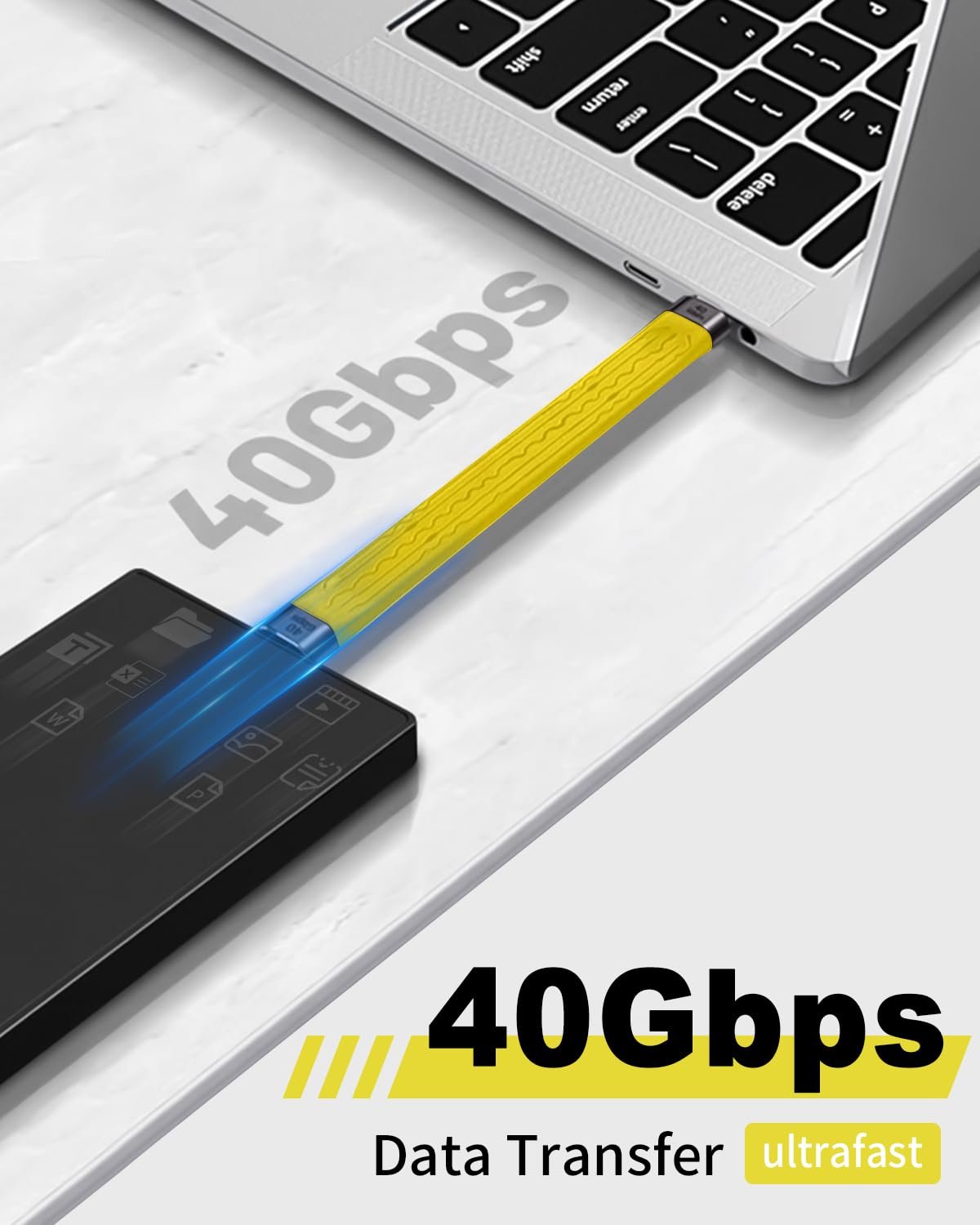 Duttek Short USB C Cable 5Inch, 40Gbps Short USB C to USB C Cable, USB C to USB C Male Cable Compatible with Thunderbolt 3 Support 100W PD Fast Charging, 8K@60HZ Video and Data Sync - Image 4