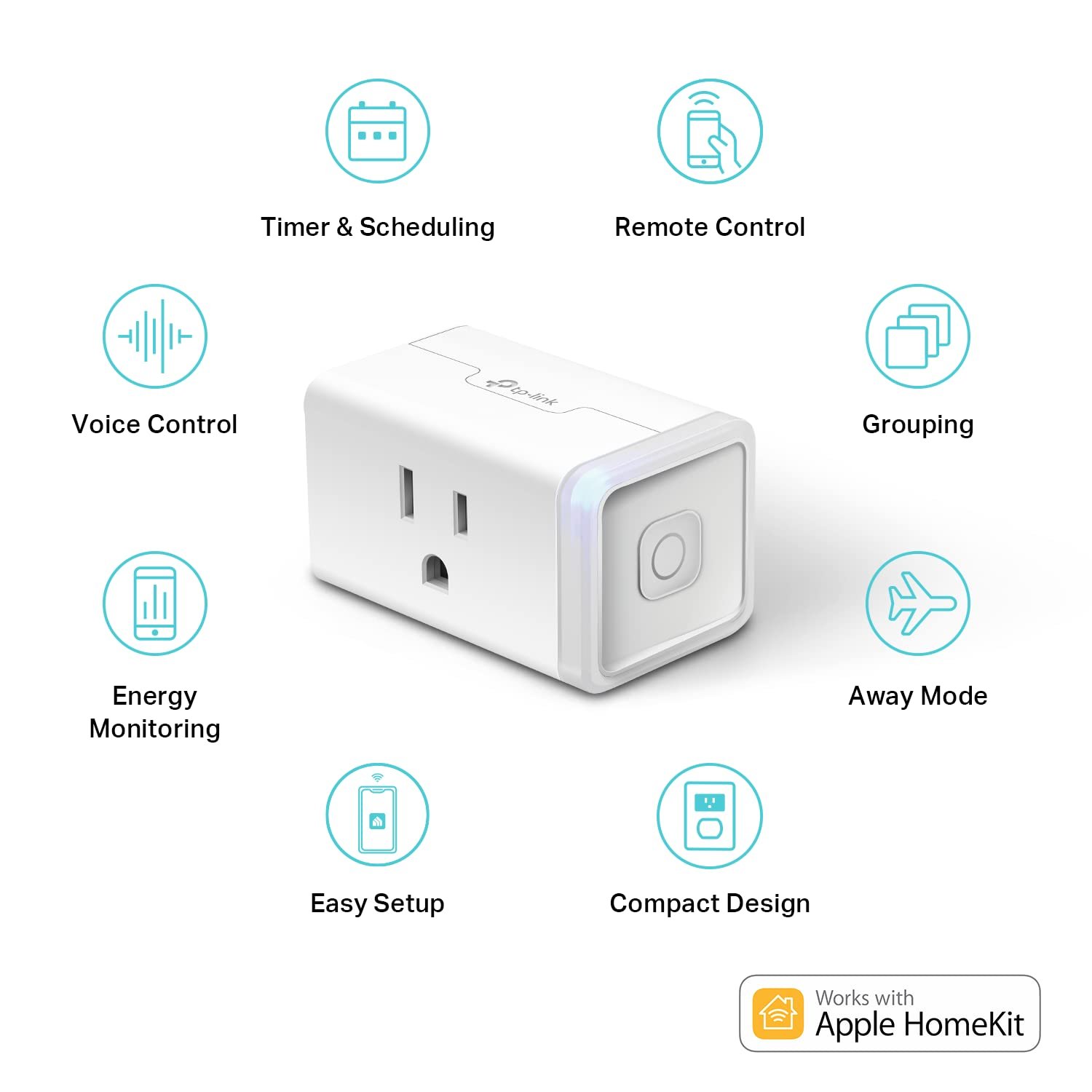 Kasa Smart KP125P2 Plug Mini 15A, Apple HomeKit Supported, Smart Outlet Works with Siri, Alexa & Google Home, No Hub Required, UL Certified, Scheduling, Timer, 2.4G WiFi Only, 2-Pack, White - Image 4