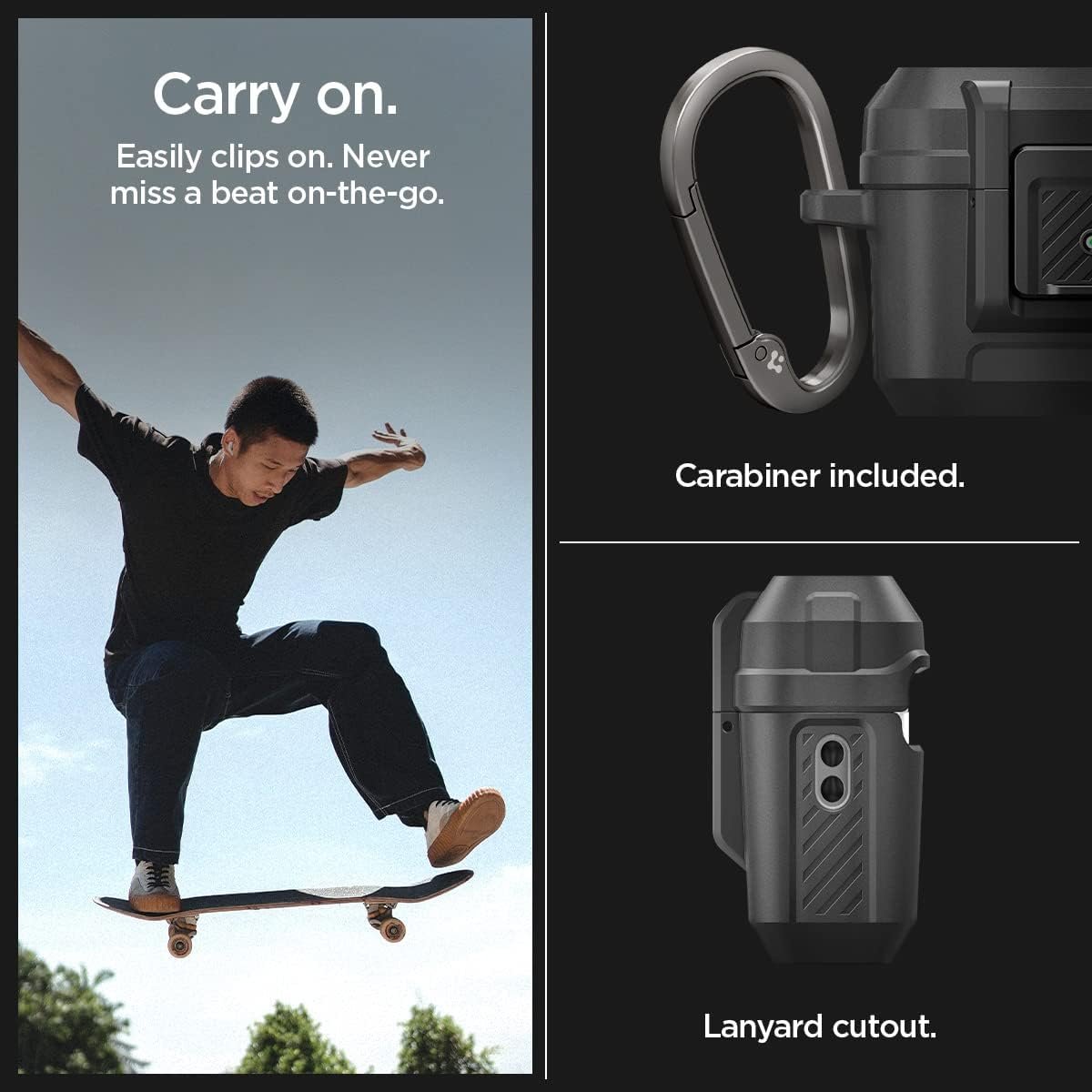 Spigen Lock Fit Designed for AirPods Pro 2nd Generation Case 2022/2023 (USB-C/Lightening Cable) with Secure Lock Clip - Matte Black - Image 6