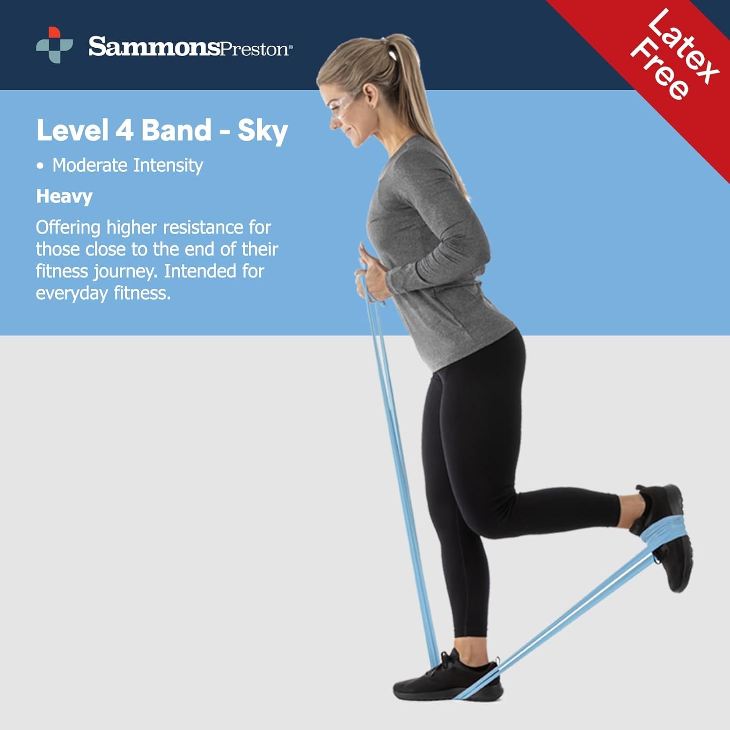 Sammons Preston Resistance Bands for Working Out, Non-Latex Exercise Bands, Resistance Bands for Physical Therapy, Improve Strength & Flexibility, Stretch & Tone Major Muscles, 5pk - Image 6