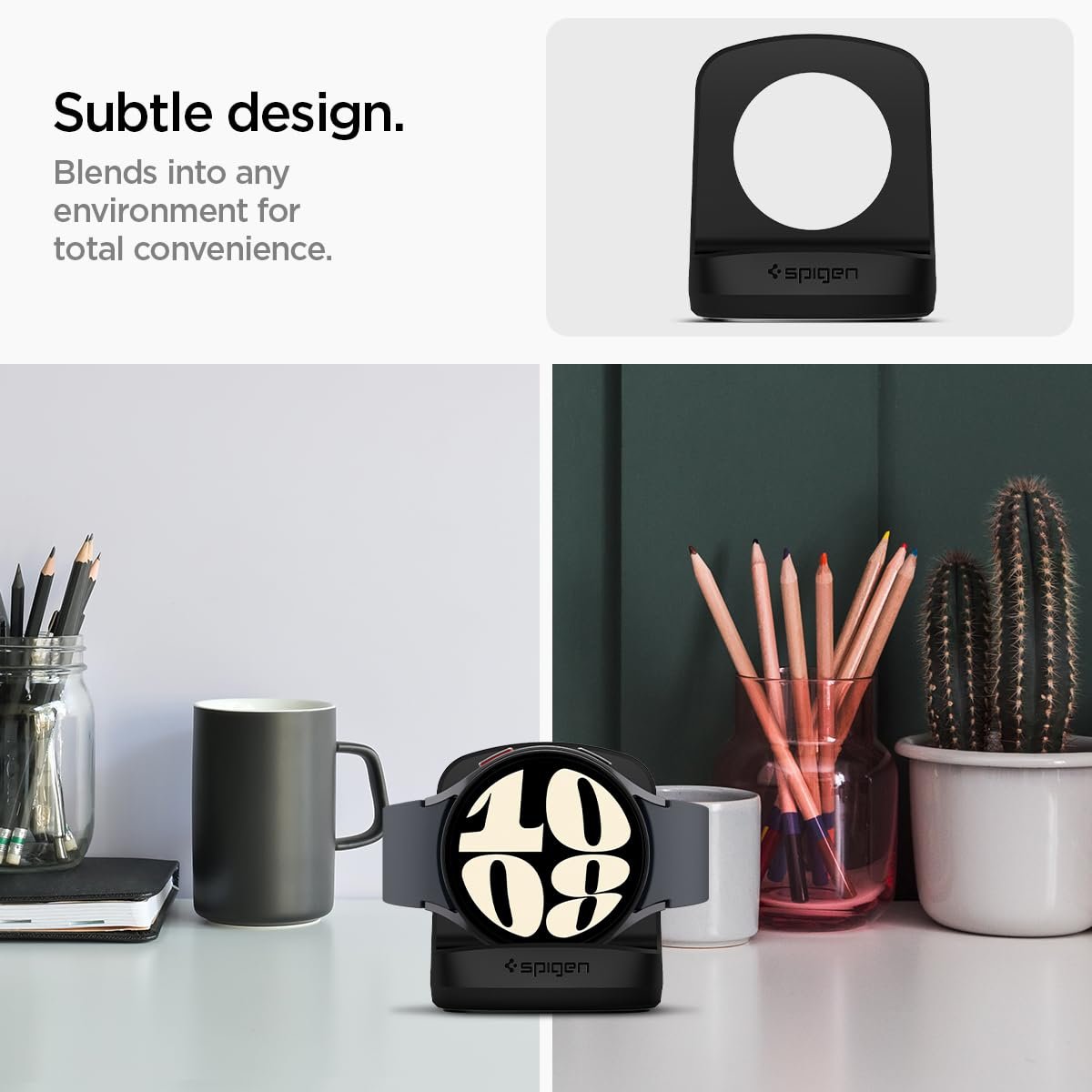 Spigen S353 Designed for Samsung Galaxy Watch 7 40,44mm/Galaxy Watch Ultra 47mm/Galaxy Watch 6 40,44mm/Galaxy Watch 6 Classic 43,47mm/Galaxy Watch 5 40,44mm/Galaxy Watch 5 Pro Charger Stand - Black - Image 6