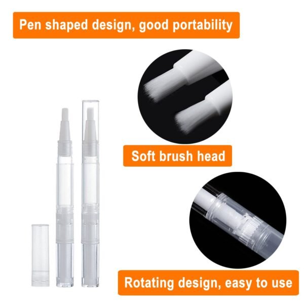 10 Pack 3 ML Transparent Twist Pens, Empty Cuticle Nail Oil Pen with Brush Tip, Cosmetic Lip Gloss Containers Applicators Eyelash Growth Liquid Tube - Image 5