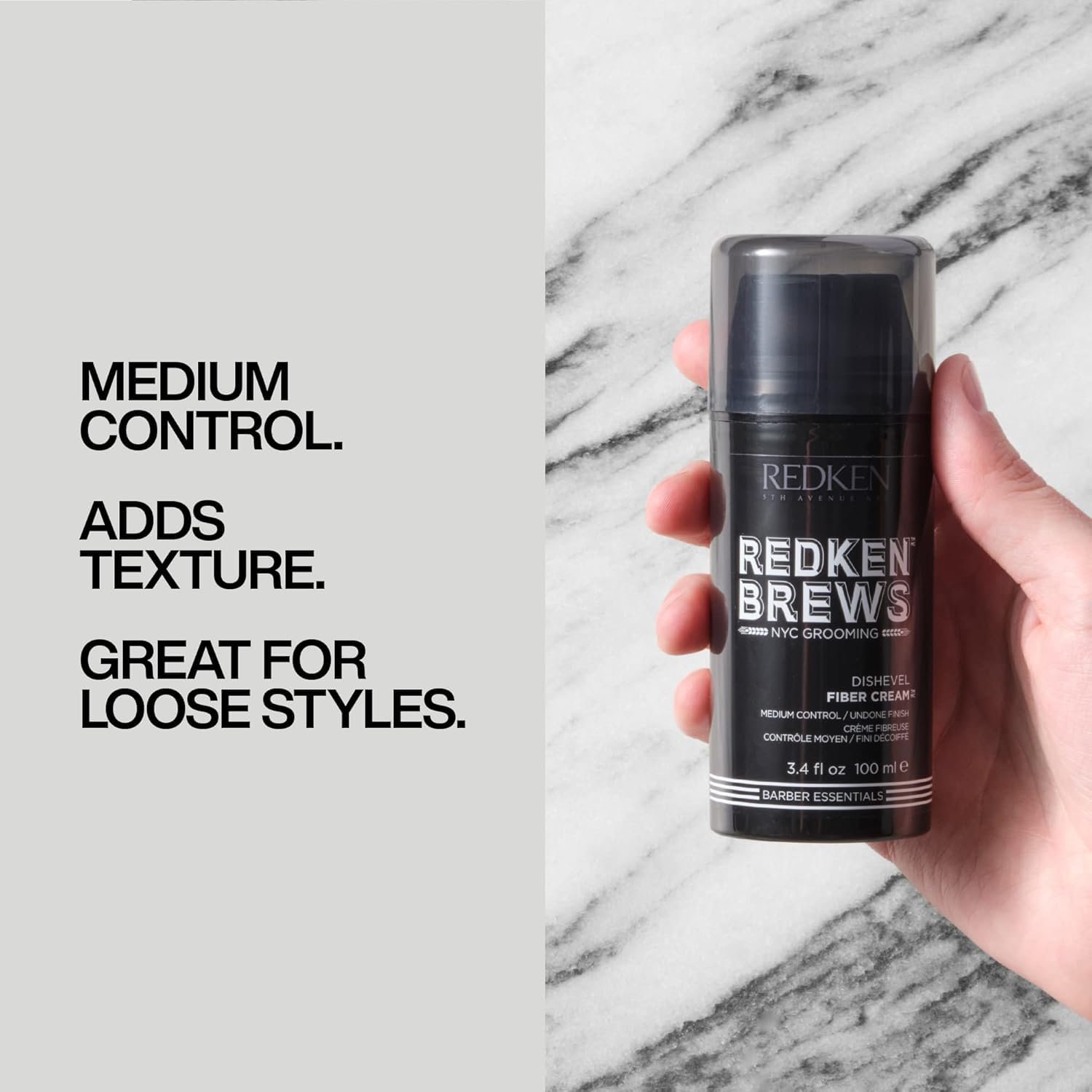 Redken Brews Fiber Cream For Men | Men's Hair Styling Cream | Medium Hold | Natural, Undone Finish | Adds Texture and Shape | 3.4 Fl Oz - Image 3