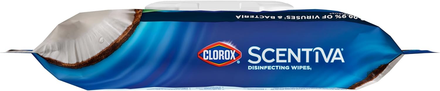 Clorox Scentiva Wipes, Bleach Free Cleaning Wipes, Household Essentials, Pacific Breeze & Coconut, 75 Count (Pack of 3) - Image 17