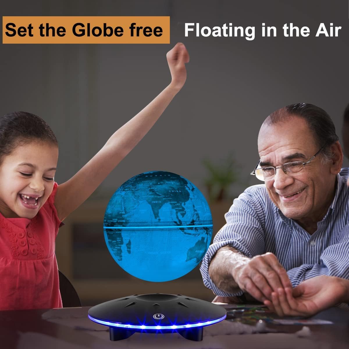 Colorful Levitating Globe with Touch Base, Floating Globe LED Lamp Ball World Map,Magnetic Levitation Room Decor Display Stand, Cool Gadget Gift, Christmas Orgament - Image 5