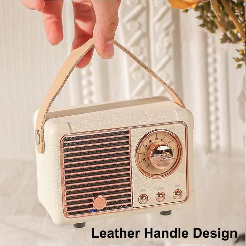 Retro Bluetooth Speaker Wireless Mini Speaker,Bluetooth Speaker with Crystal Clear Stereo Sound Rich Bass,Portable Bluetooth Speaker for iPhone,Android Devices and Tablet (Beige) - Image 6