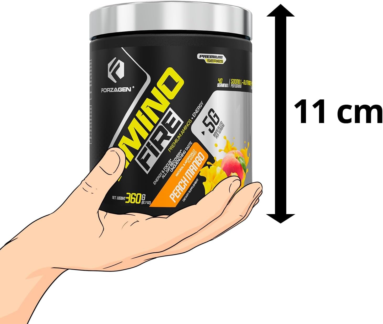 Forzagen Amino Fire | Essential Amino Energy Powder for Pre-Workout | BCAA Energy Boost & Muscle Recovery Drink Mix, Enhance Focus & Concentration, Dietary Supplement | Peach Mango, 40 Servings - Image 10