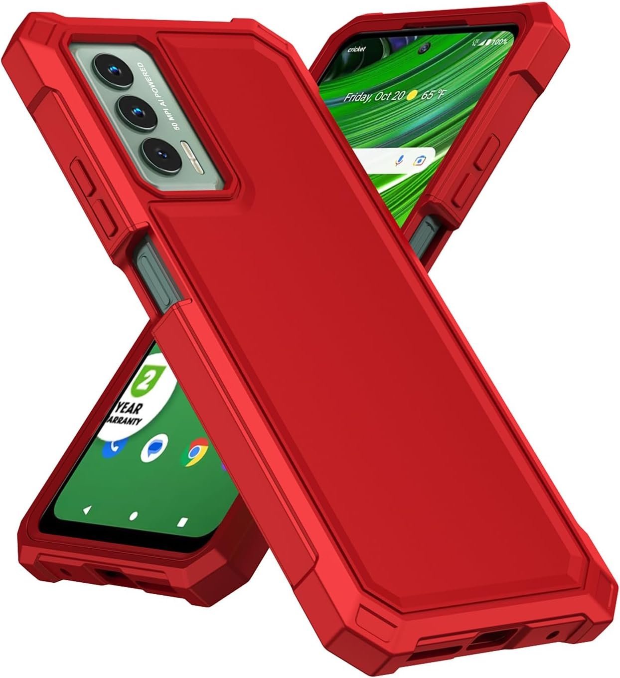 Ailiber for Cricket Outlast Phone Case, AT&T Jetmore Case with Screen Protector Tempered Glass, Dual Layer Structure Protection, Shock-Absorbing Corners TPU Bumper, Heavy Duty Cover for Outlast-Red - Image 8