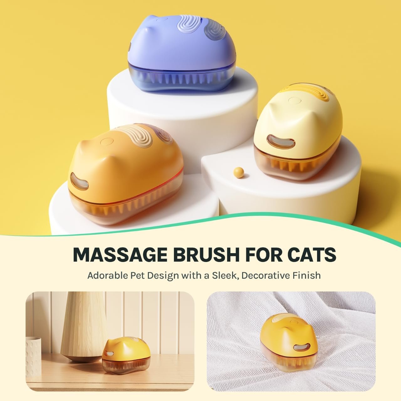 Cat Steam Brush for Easy Grooming – Dual-Head Petting & Shedding Tool with Spray Feature | Skin-Friendly & Massage Function | The Stylish Shedding Solution for Cat Lovers - Image 9