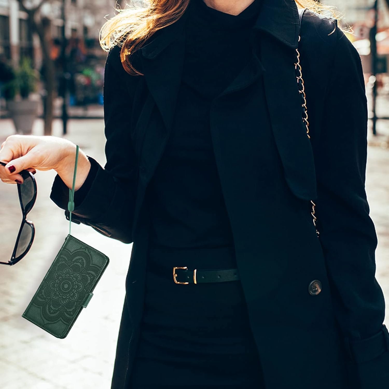 Asuwish Phone Case for Samsung Galaxy A14 5G Wallet Cover with Tempered Glass Screen Protector and Leather Flip Credit Card Holder Stand Flower TPU Cell Accessories A 14 4G 14A G5 Women Men Dark Green - Image 7