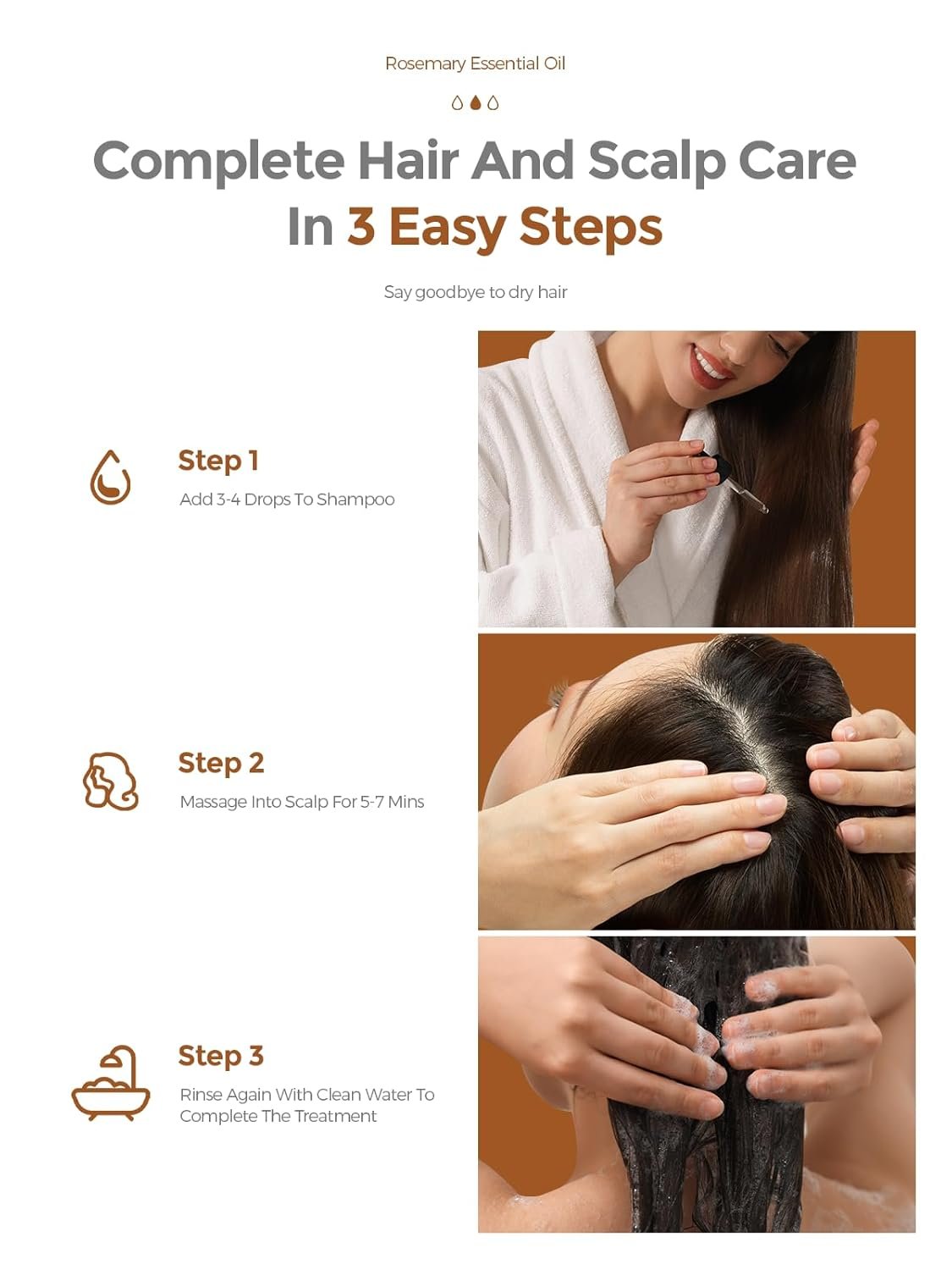 Rosemary Essential Oil for hair, Natural Rosemary Oil for Hair Growth,Hair Care,Hair Oiling,Nourishes The Scalp,Hair Growth Serum For Diffuser & Cleansing Dry Scalp Care (2 Fl Oz) with Glass Dropper - Image 7