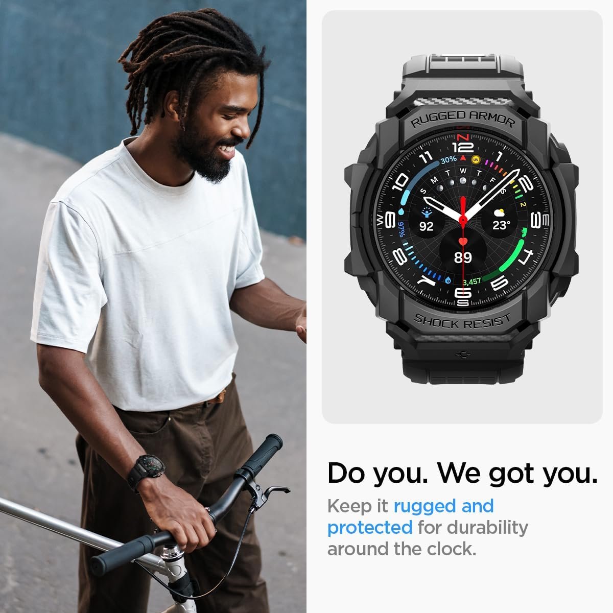 Spigen Rugged Armor Pro Designed for Samsung Galaxy Watch Ultra 47mm Case with Band, Rugged Galaxy Watch Ultra Band with Protective Case (2024) - Matte Black - Image 4