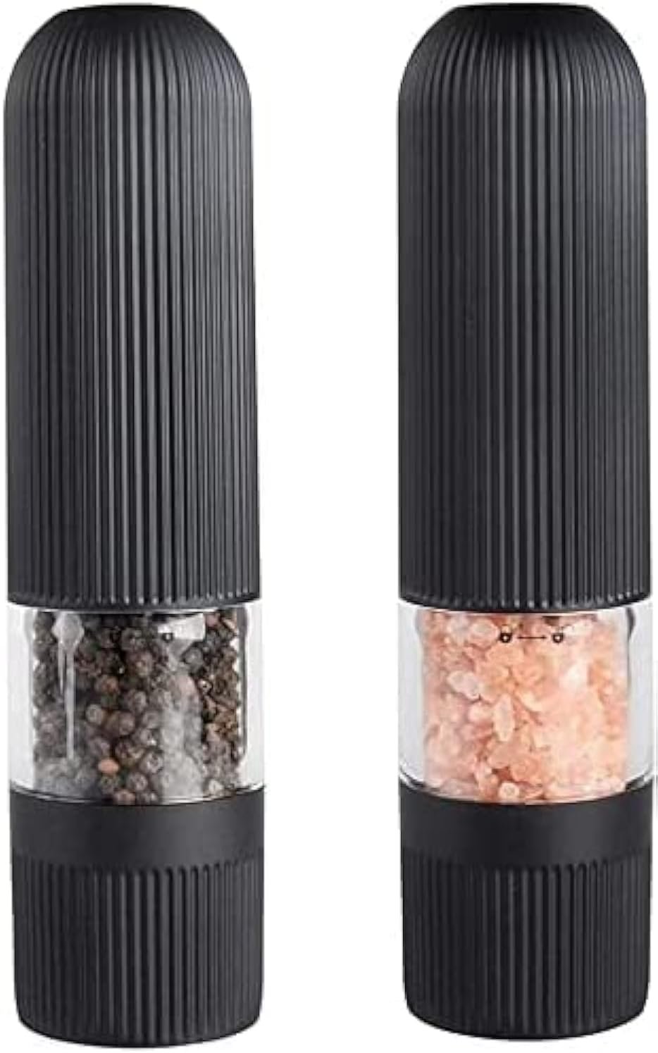 T-mark Electric Salt and Pepper Grinder Set - Battery Operated Automatic One Handed Salt Pepper Mill with LED Lights & Bottom Cap, Adjustable Coarseness - Image 2