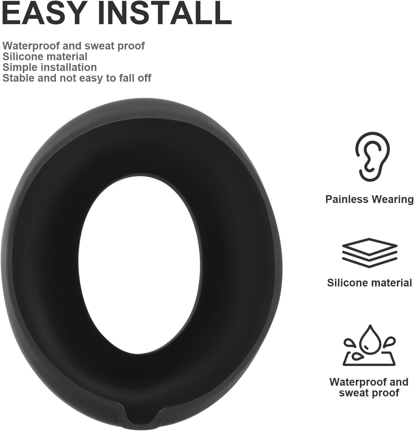 Silicone Case Compatible with Beats Studio Pro Anti-Scratch Silicone Ear Pad Cover Sweatproof & Washable Protective Silicone Case Shell Compatible with Beats Studio Pro Ear Pads- Black - Image 6