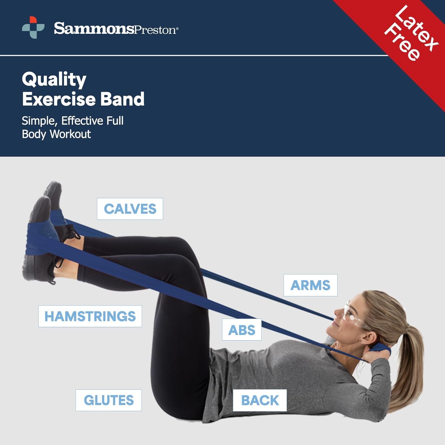 Sammons Preston Resistance Bands for Working Out, Non-Latex Exercise Bands, Resistance Bands for Physical Therapy, Improve Strength & Flexibility, Stretch & Tone Major Muscles, 5pk - Image 8