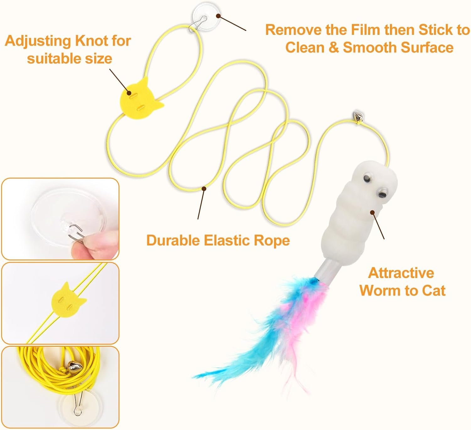 6 PCS Interactive Cat Feather Toys, Indoor Hanging Retractable Cat Toy, Self Play Toys Make Fun Excecise - Image 6