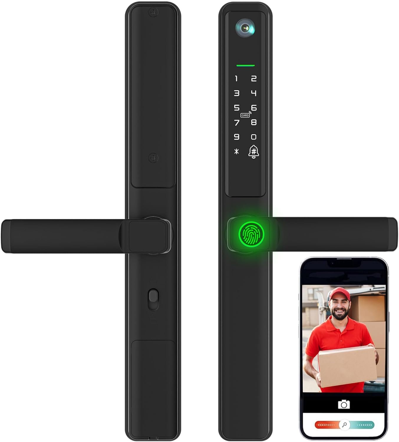 Smart Door Lock with Camera, Electric Lock for Front Door, Mortise Door Lock with Handle, Electronic Door Lock with Doorbell, keyless Door Entry, Fingerprint, Code, IC Card, Key, WiFi, APP - Image 2