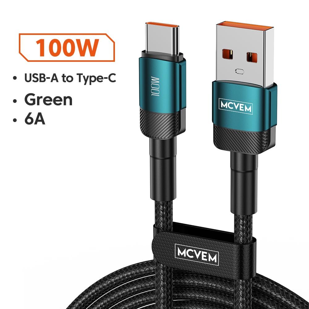 100W USB A to USB C Fast Charging Data Cable 3.3 Feet USB to USB C Cable for Android Charging, iPad, iPhone 15, Devices with USB C Charging - USB A to C Braided Cable with Blue Metal Ends - Image 5
