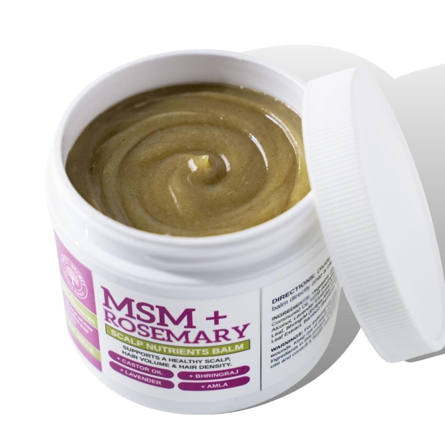 Qhemet Biologics MSM + Rosemary Scalp Nutrients Balm | Nourishing Hair Growth Formula with Bhringraj, Castor & Coconut Oil | For Dry, Thinning Hair & Slow Growth | Vegan (4 oz) - Image 3
