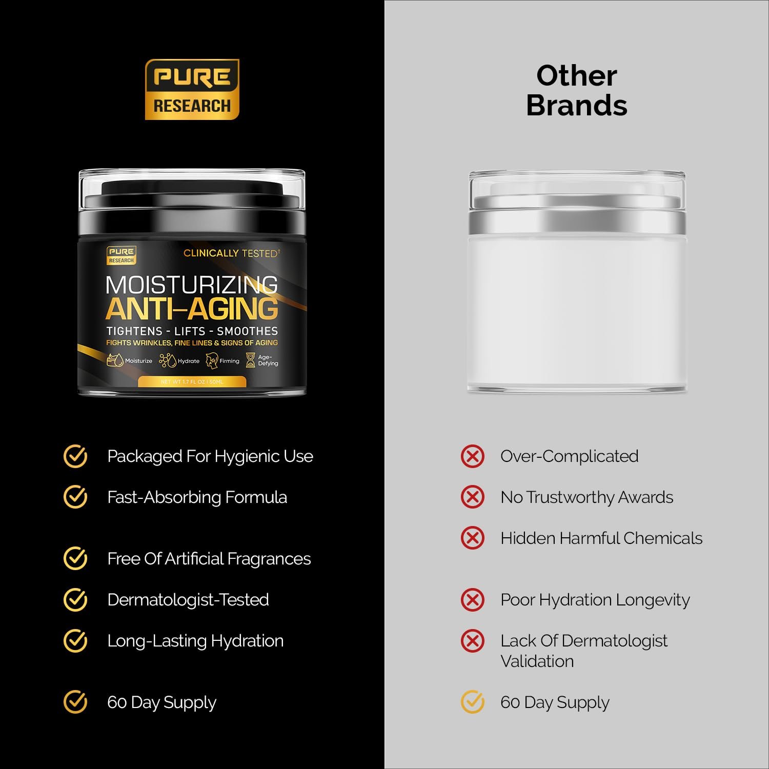 Men's Face Cream Moisturizer - Anti-Aging Cream For Men, Collagen, Retinol & Hyaluronic Acid - Day & Night - Facial Skin Care- Anti Wrinkle 1.7 oz - Image 7