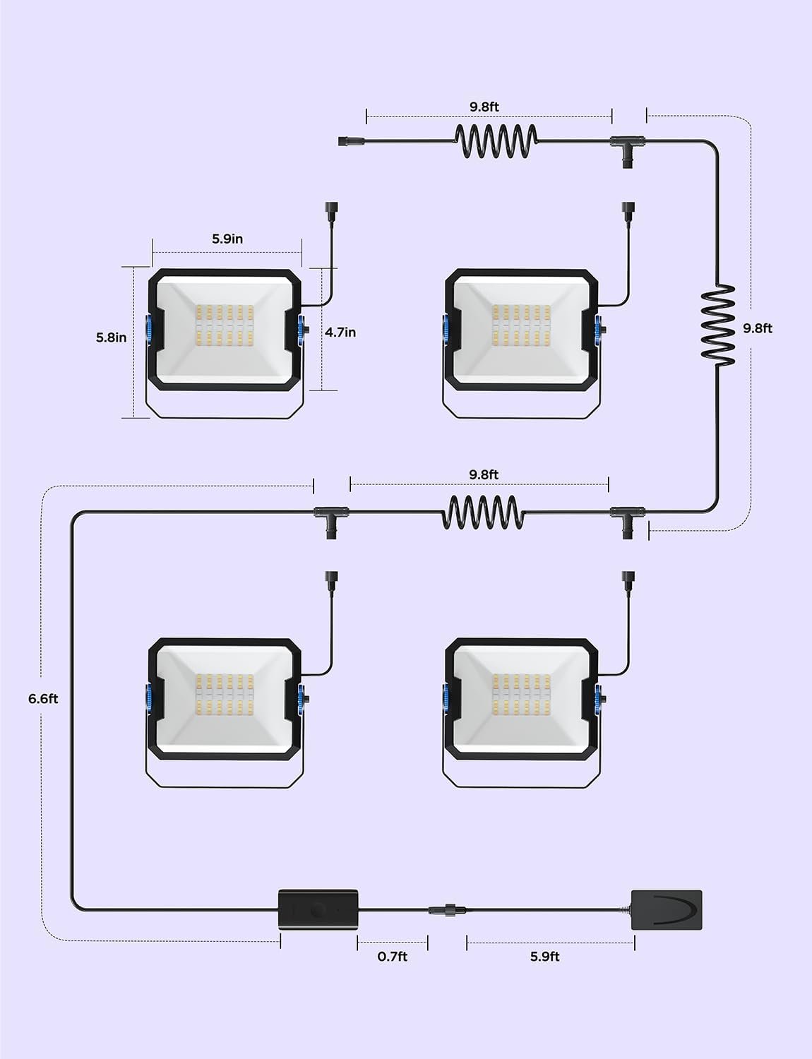 Govee Outdoor Flood Lights 2, RGBIC Warm Cold White LED Lights, 50 Scene Modes for Party Lights, Christmas Decoration, Landscape Lighting, Upgrated IP66 Outdoor Lights with App Control, Wired 4 Pack - Image 10