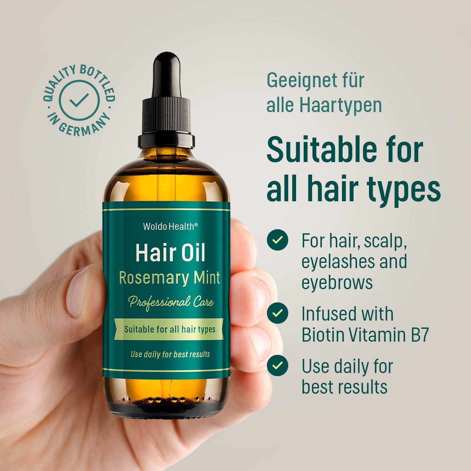 Rosemary Oil with Mint, 3.38 Fl Oz - for Hair Strengthening and Dry Scalp Treatment, Natural Ingredients, Vegan, Hair Oil for All Hair Types - Image 4
