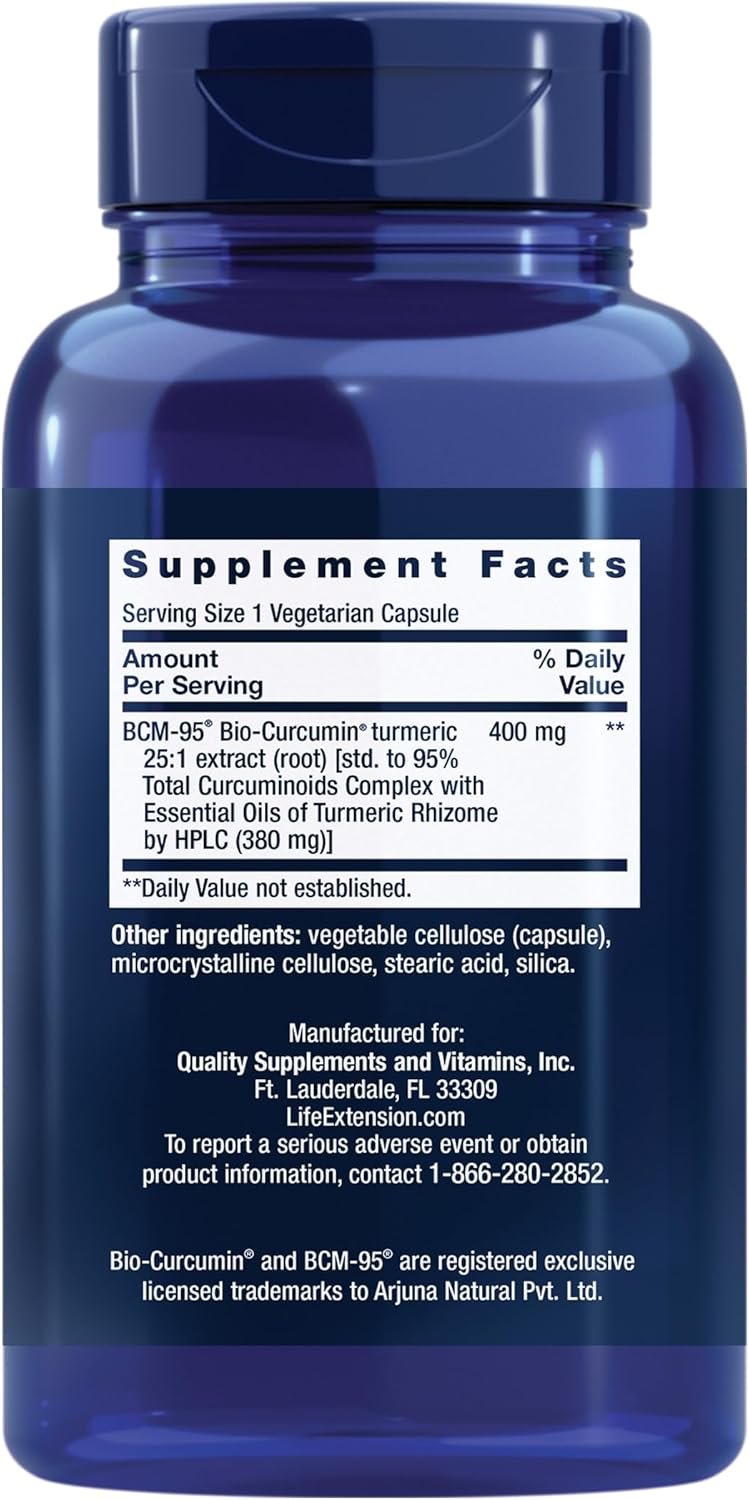 Life Extension Super Bio-Curcumin Turmeric Extract – Highly-Absorbable Curcumin for Whole-Body Health Support – Gluten-Free, Non-GMO, Vegetarian – 60 Vegetarian Capsules - Image 3
