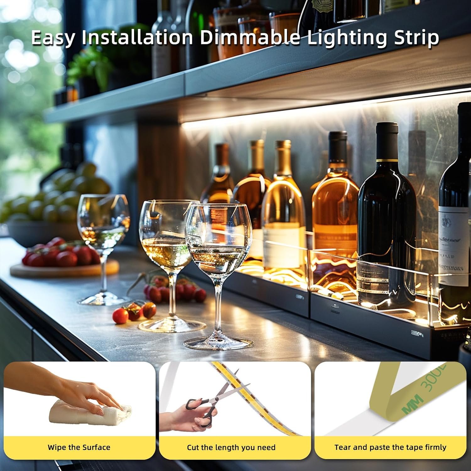 Led Strip Lights 5V USB LED Lighting COB LED Strip Light White Flexible Not Dimmable led Lights for Display Cabinet,Home DIY Lighting Room Decor led tv Lights (3.28FT/6500K) - Image 4
