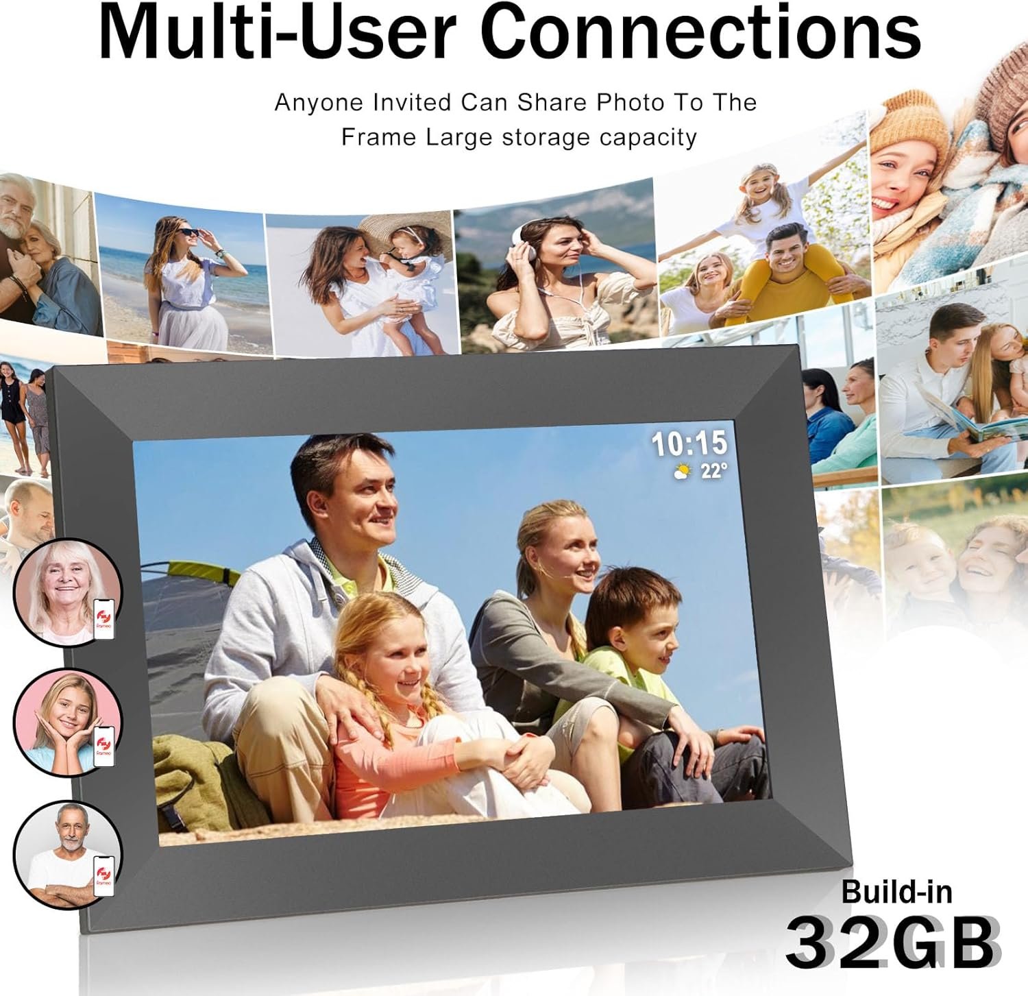 10.1 Inch Smart WiFi Digital Picture Frame 1280x800 HD IPS Touch Screen Photo Frame Electronic,Auto Rotate,Built-in 32GB Storage-Send Photos from Your Phone,Great Gifts - Image 6