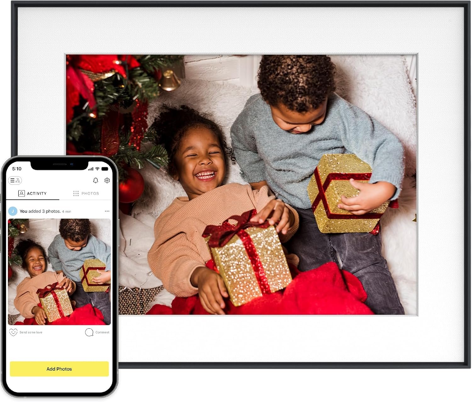 Aura Walden 15" WiFi Digital Picture Frame | Wirecutter's Best Digital Frame for Gifting | Send Photos from Your Phone | Quick, Easy Setup in Aura App | Free Unlimited Storage | Ink with White Mat - Image 2