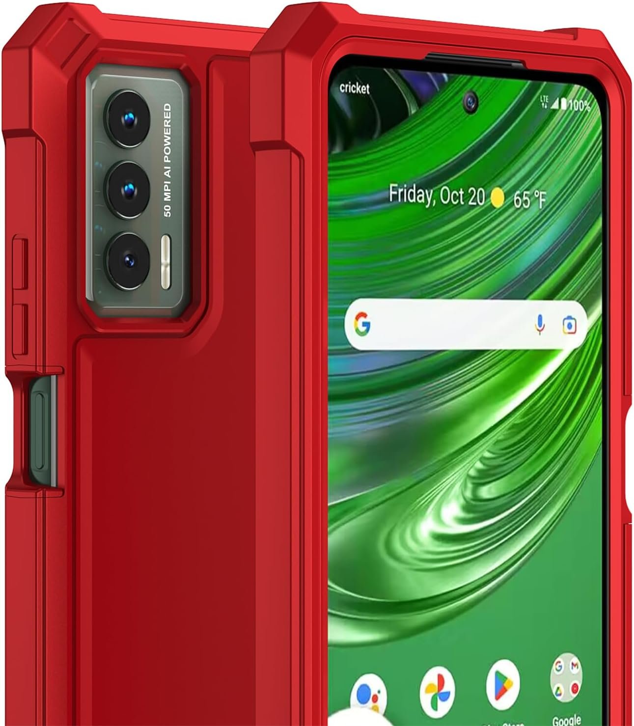 Ailiber for Cricket Outlast Phone Case, AT&T Jetmore Case with Screen Protector Tempered Glass, Dual Layer Structure Protection, Shock-Absorbing Corners TPU Bumper, Heavy Duty Cover for Outlast-Red - Image 9