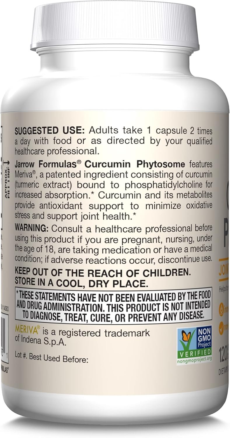 Jarrow Formulas Curcumin Phytosome 500 mg - 120 Veggie Capsules - Formulated with Meriva - Antioxidant Support Supplement - Joint Health & Support - 60 Servings - Image 11