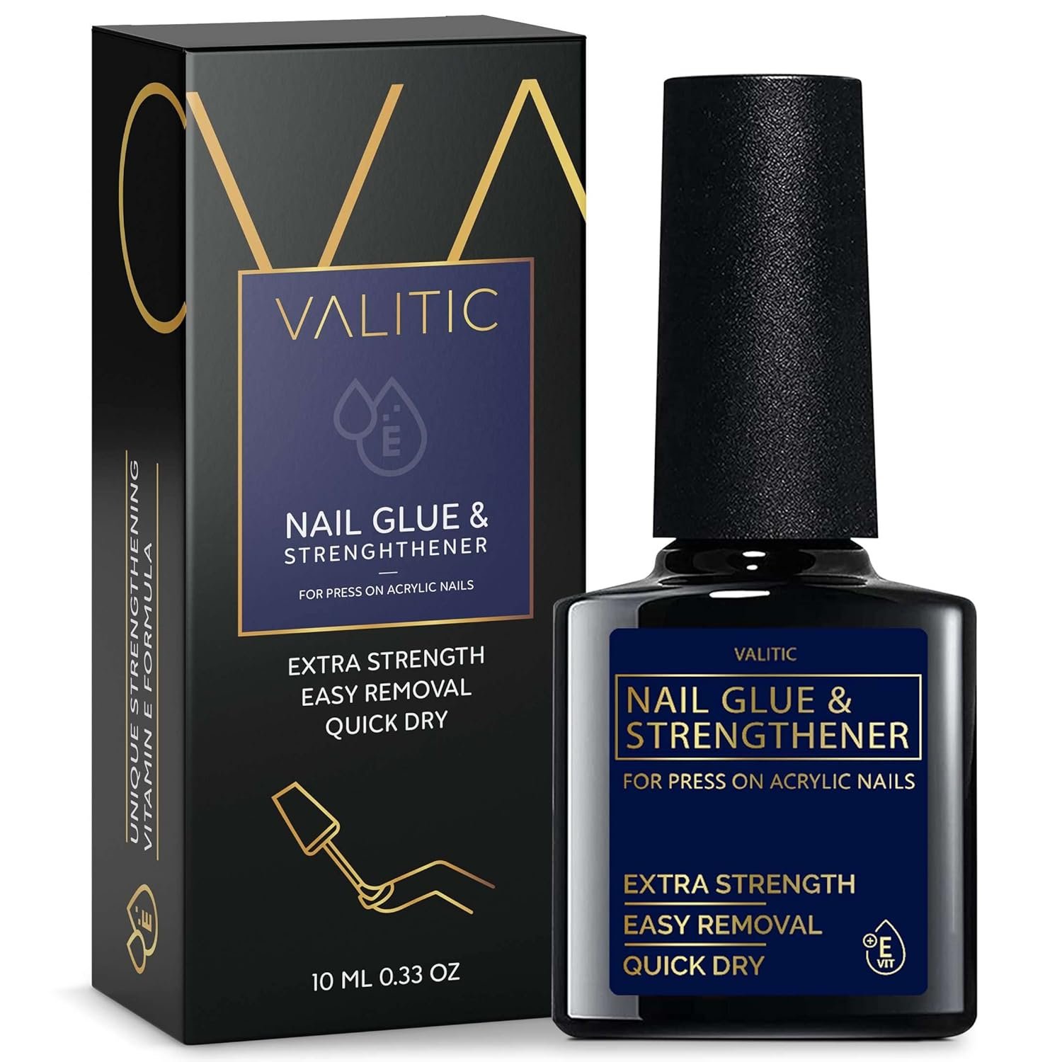 Valitic Nail Glue and Strengthener - Quick Dry Brush On Gel for Long Lasting Nails - Adhesive Bond for False Nails - Strengthener for Nail Tips - 1 PACK - Image 2