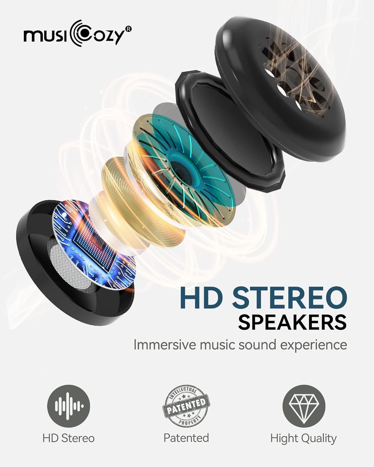 MUSICOZY 3D Bluetooth 5.4 Sleep Headphones Mask, Wireless Music Eye Mask with HD Speakers, Perfect for Side Sleepers, Bluetooth Sleep Mask Headband for Sleeping, Cool Tech Gifts for Men, Women - Image 6