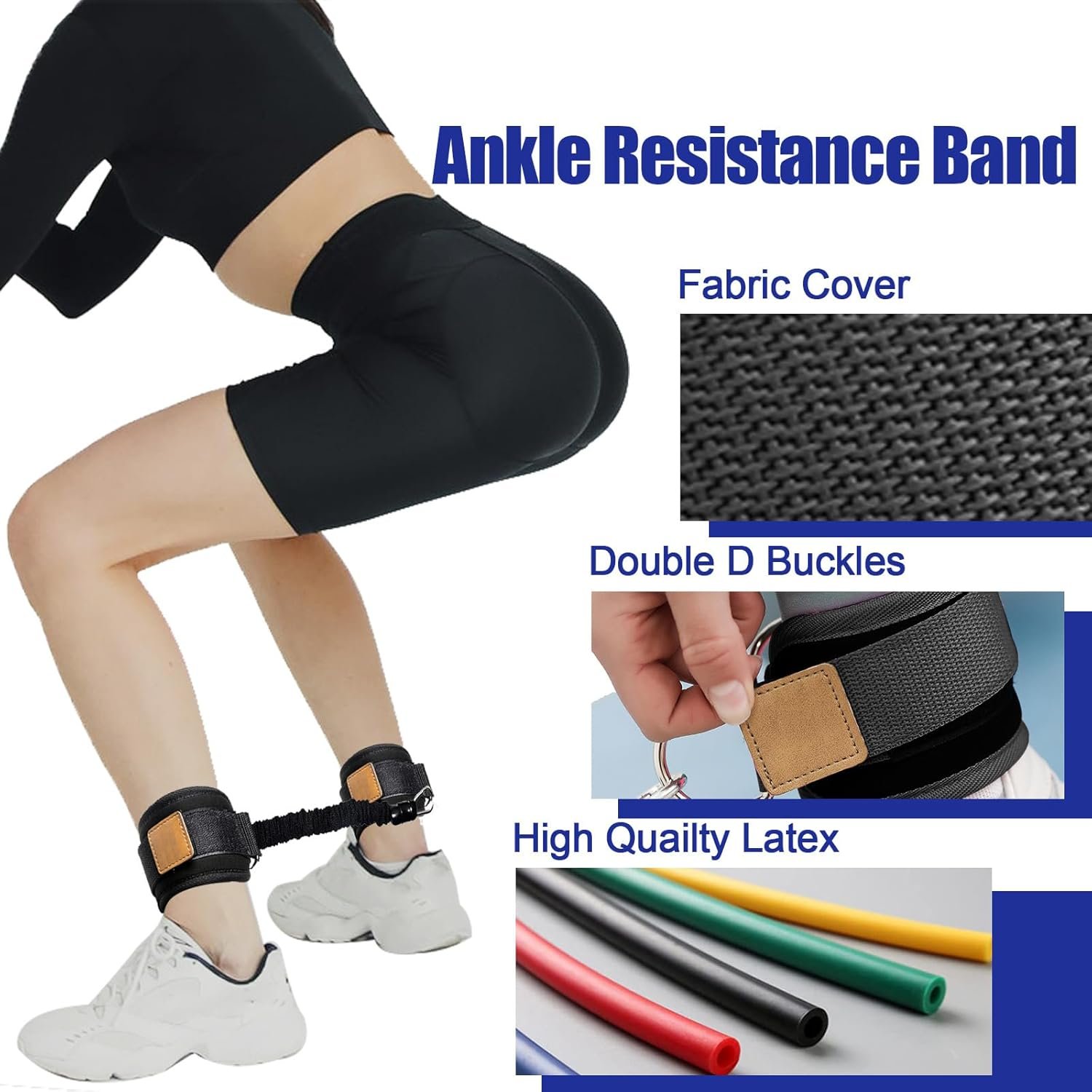 Ankle Resistance Bands with Cuffs Ankle Bands for Leg Booty Butt Lift Workout Equipment for Kickbacks Hip Leg Glute Fitness Training Exercise Bands with Ankle Cuffs for Men Women - Image 3
