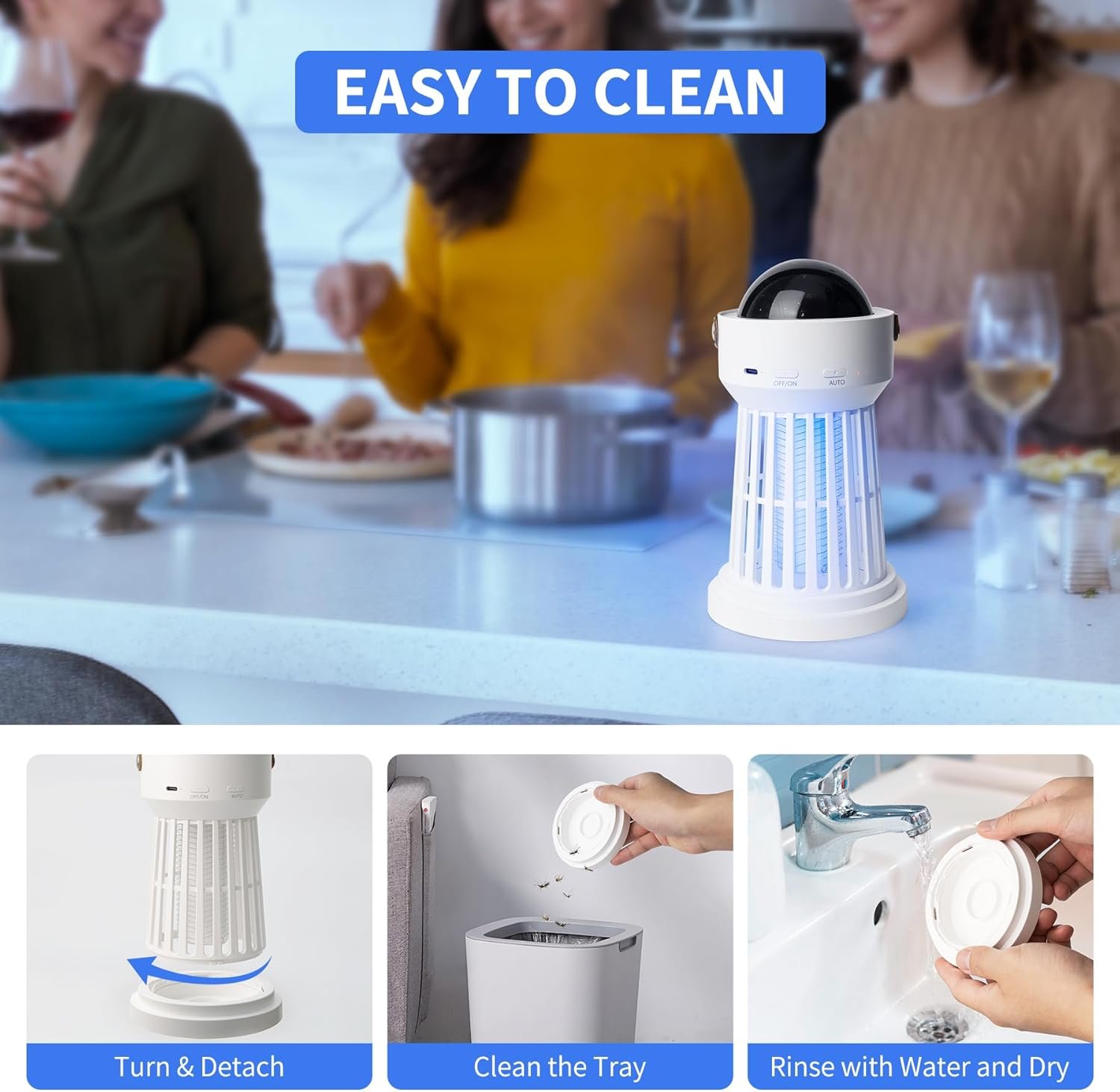 Bug Zapper Outdoor, Mosquito Zapper with LED Light, 2 in 1 Odorless and Physical Mosquito Killer, 4000V Electric Fly Zapper for Outside, Patio, Backyard, Garden - Image 8