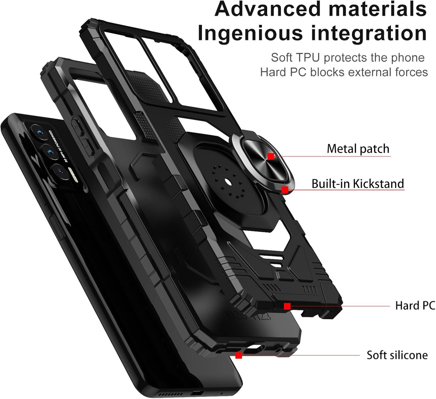 Ailiber Case for Cricket Outlast, AT&T Jetmore Case with Screen Protector Tempered Glass, Ring Kickstand for Magnetic Car Mount, Heavy Duty Shockproof Protective Phone Cover for Cricket Outlast -Black - Image 4