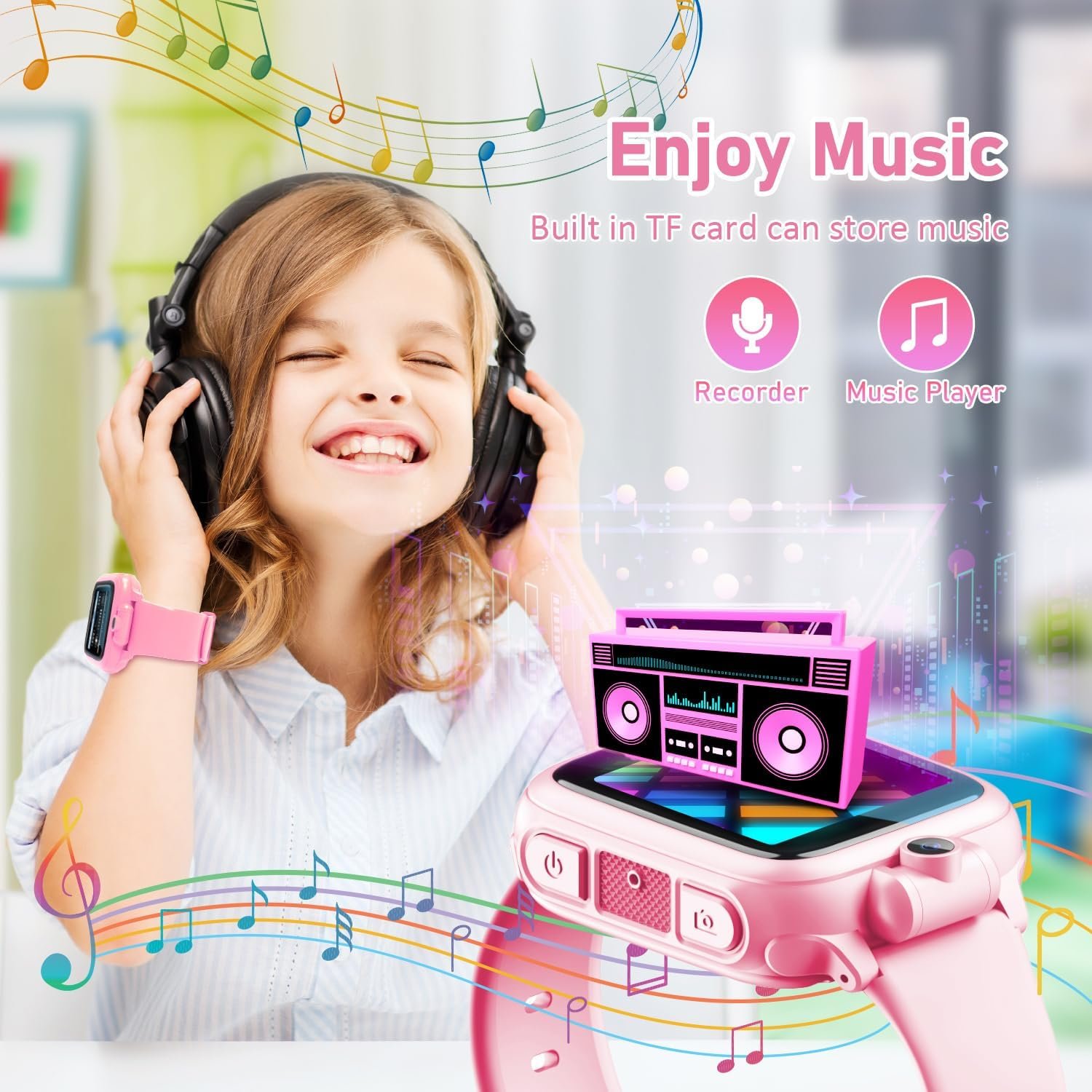 Smart Watch for Kids, Kids Watch with 26 Games Camera Video Recorder Music Alarm Calculator Calendar Flashlight Stopwatch Pedometer, Fun Birthday Gifts Girls Watch Toys for 4-16 Year Olds Pink - Image 5