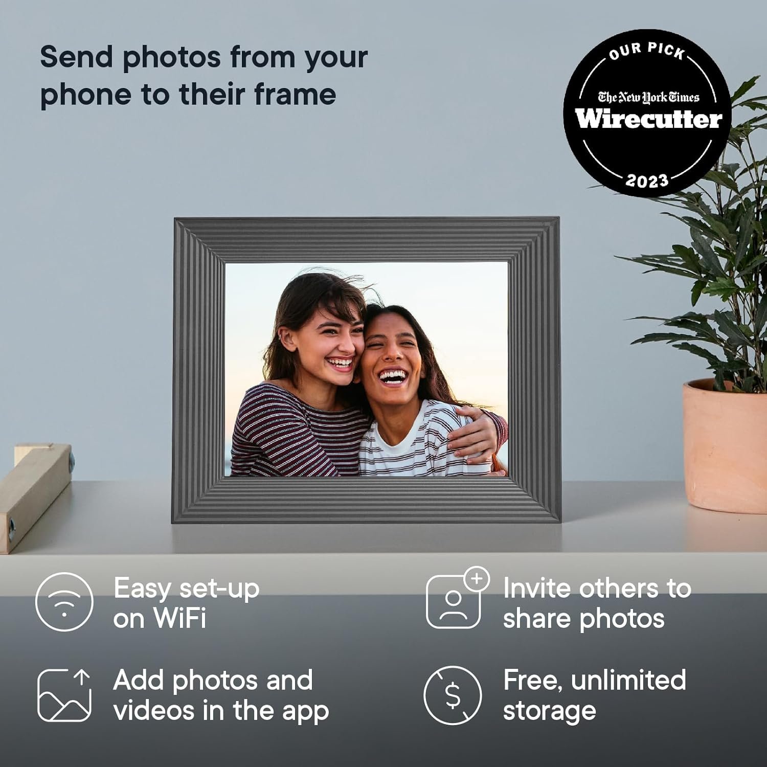 Aura Mason WiFi Digital Picture Frame | Wirecutter's Best Digital Frame for Gifting | Send Photos from Your Phone | Quick, Easy Setup in Aura App | Free Unlimited Storage | Black - Image 3