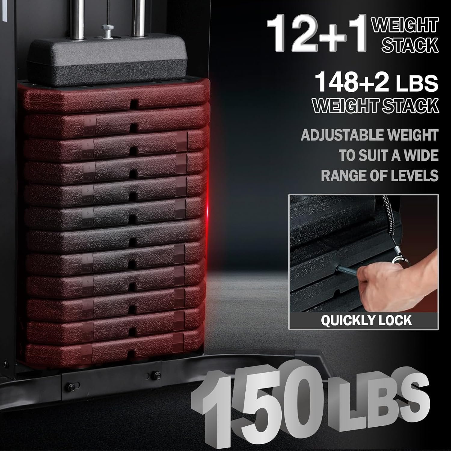 Mikolo Home Gym, Workout Station with 150LBS Weight Stack, Multifunctional Home Gym Equipment, Exercise Equipment for Full Body Strength Training - Image 8