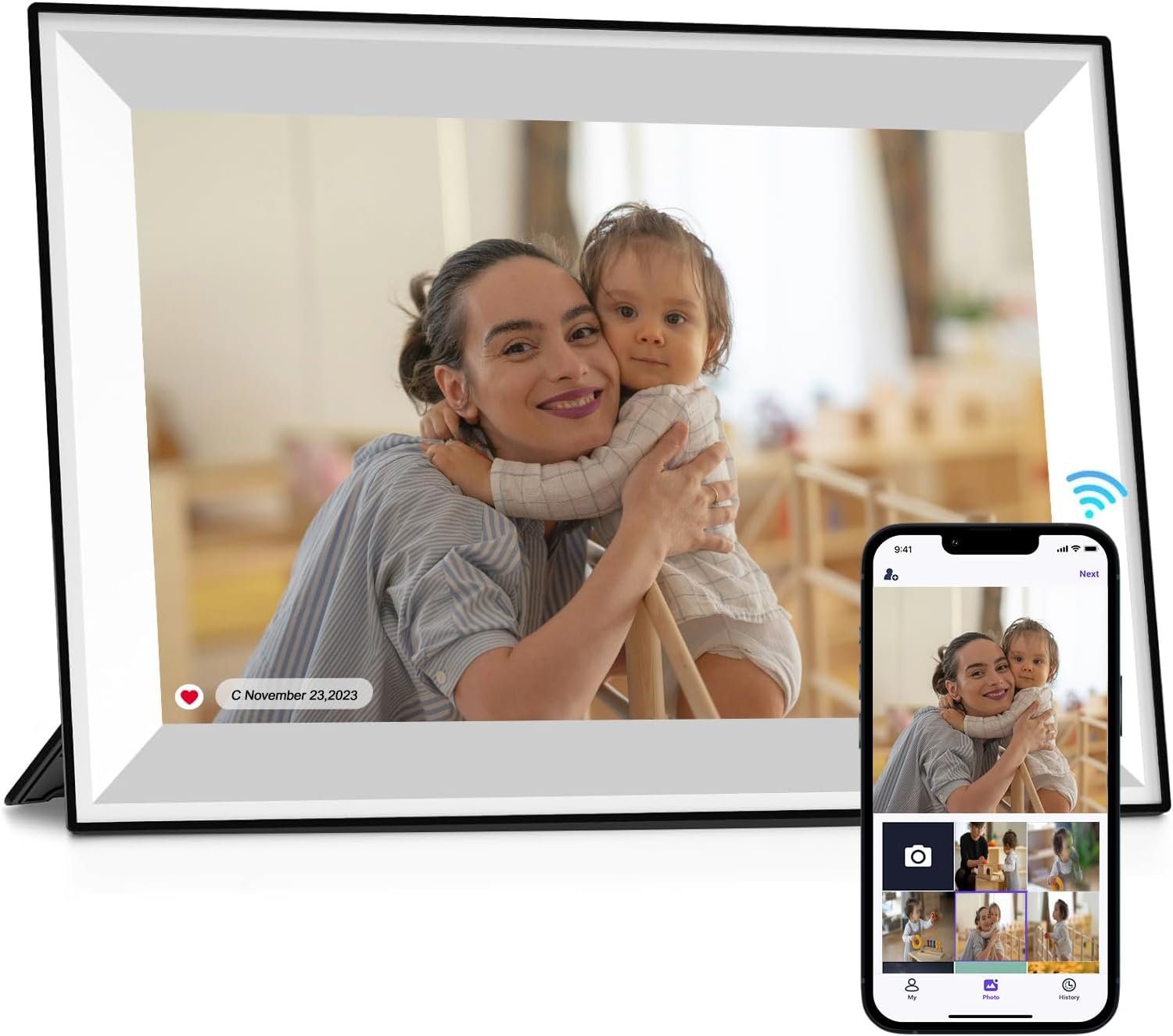 10.1" Digital Picture Frame 32GB Smart WiFi Photo Frame,1280 * 800 HD IPS Touch Screen,Auto-Rotate,Share Photos and Videos via Free App,for Christmas - Image 2