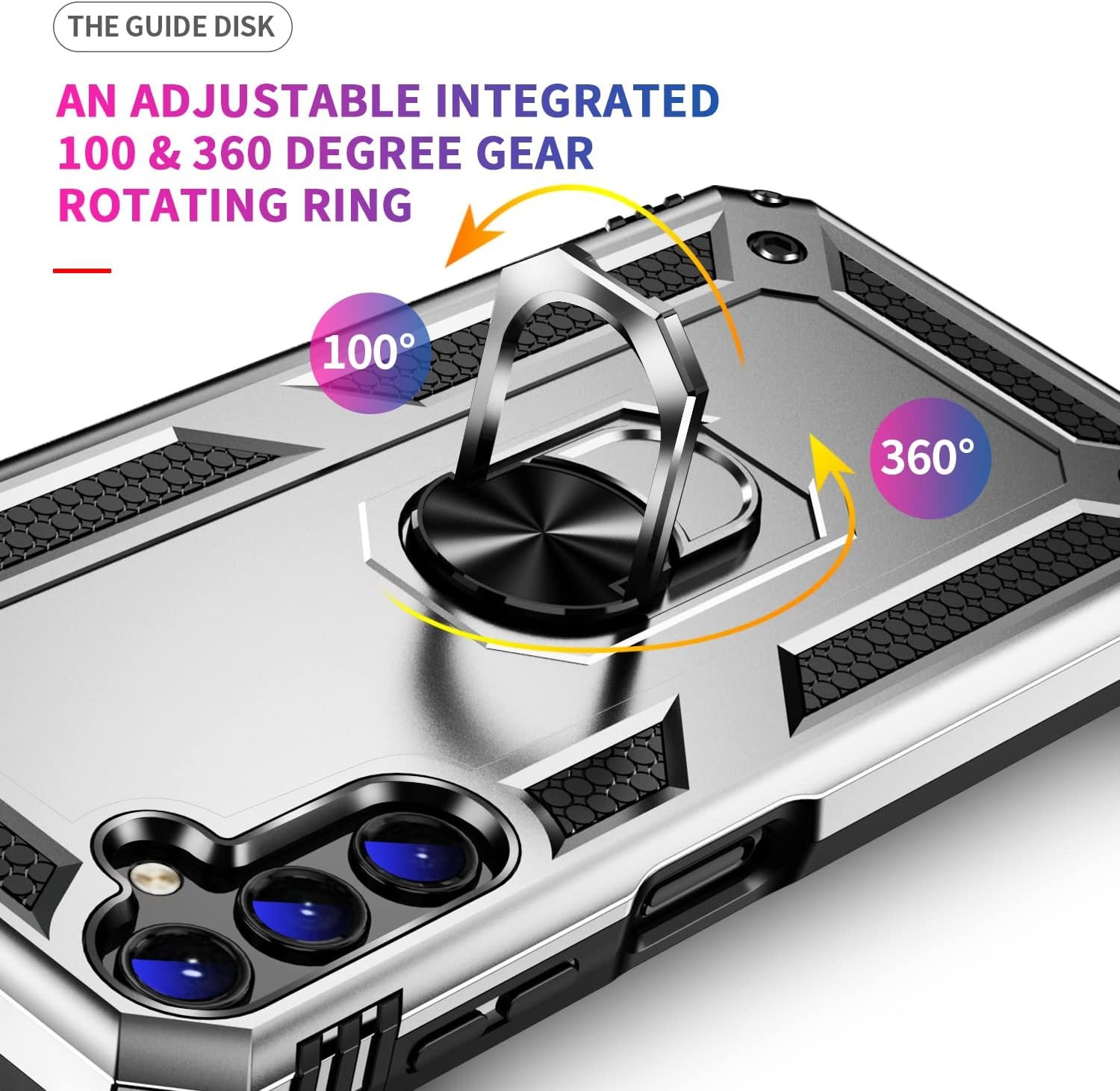 Military Grade Drop Impact for Samsung Galaxy A14 5G Case Galaxy A14 Case 360 Metal Rotating Ring Kickstand Holder Armor Heavy Duty Shockproof Case for Galaxy A14 5G Phone Case (Silver) - Image 6